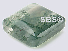 Green Moss Agate 10x10 2-Hole (100)