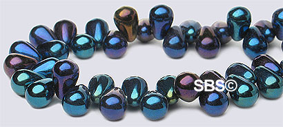 Czech 4x6mm Tear Drops - Blue Iris