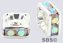Square Crystal Rondels 4.5mm Silver AB (72)