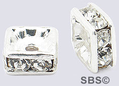Square Crystal Rondels 4.5mm Silver (72)