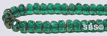 5mm Gemstone Firepolish - Copper Emerald