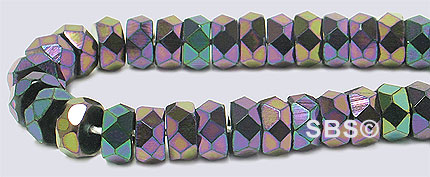 6x3mm Firepolish Rondels-Purple Iris