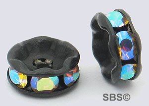 Crystal Rondels 6mm Black AB (72)