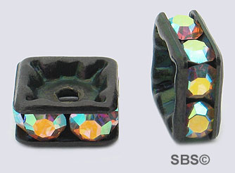 Square Crystal Rondels 6mm Black AB (72)
