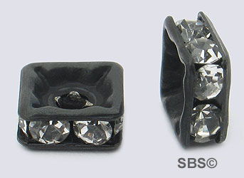 Square Crystal Rondels 6mm Black (72)