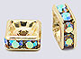 Square Crystal Rondels 6mm Gold AB (12)