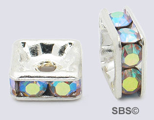 Square Crystal Rondels 6mm Silver AB (72)