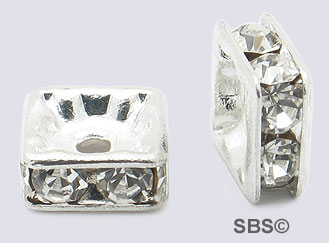 Square Crystal Rondels 6mm Silver (72)