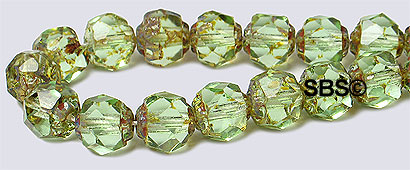 Baroque Firepolish 6mm Peridot Picasso
