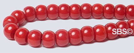Coral (Heat Treated) Ox Blood Red 5mm Drum Rondel