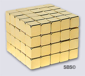 DC Magnet 6mm CUBE Gold (100)