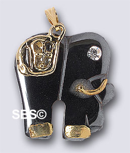 Hematite Elephant 20x23 (gold plated cap)