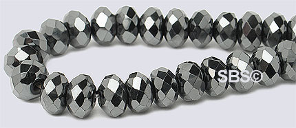 High Power Magnetic Hematite 6mm Faceted Rondel