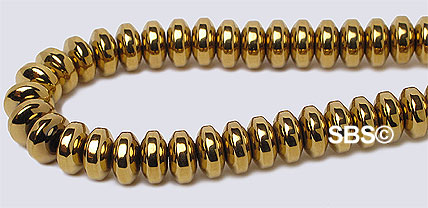 Metallic Magnetic Hematite 5mm Rondel - GOLD