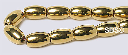 Metallic Magnetic Hematite 5x8 Rice - GOLD