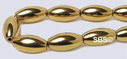Metallic Magnetic Hematite 6x12 Rice - GOLD