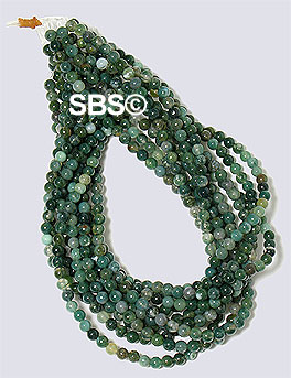 Green Moss Agate 6mm (round) 10 strands AA Grade