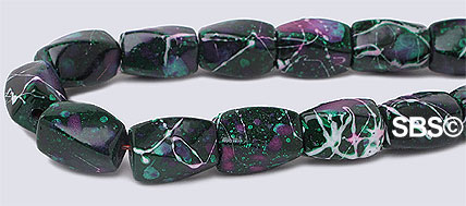 Picasso Magnetic Hematite 5x8 (4-sided) Swirl - Green / Purple