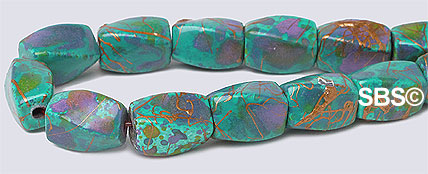 Picasso Magnetic Hematite 5x8 (4-sided) Swirl - Turquoise