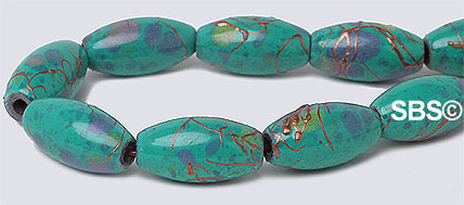 Picasso Magnetic Hematite 6x12 Rice - Turquoise