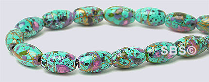 Picasso Magnetic Hematite 4x7 Rice - Turquoise