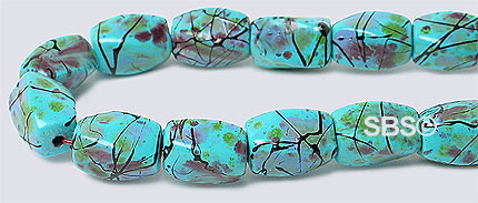 Picasso Magnetic Hematite 5x8 (4-sided) Swirl - Sleeping Beauty Blue