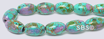 Picasso Magnetic Hematite 5x8 Rice - Turquoise