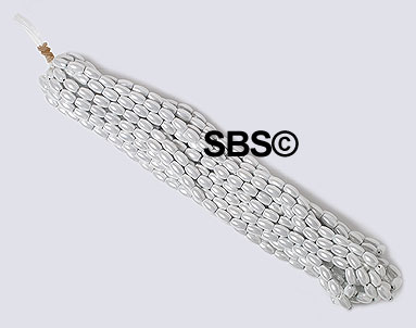 Pearl Magnetic Hematite 5x8 Rice - White (10 strands)