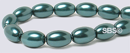 Pearl Magnetic Hematite 5x8 Rice-Teal