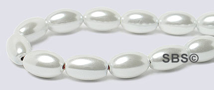 Pearl Magnetic Hematite 5x8 Rice-White