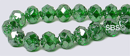 Rosebud Firepolish 6mm Emerald-Luster
