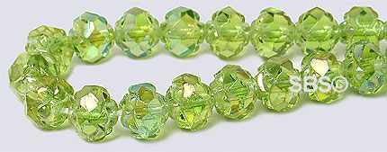 Rosebud Firepolish 6mm Olivine-Luster Iris