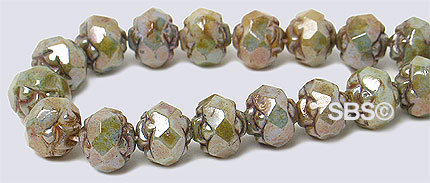 Rosebud Firepolish 6mm Olivine-Opaque Luster