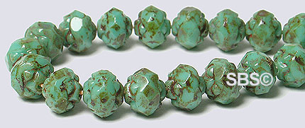 Rosebud Firepolish 6mm Turquoise Opaque Picasso
