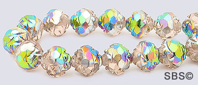 Czech Rosebud Firepolish 8mm Rosaline Vitrail