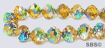 Czech Rosebud Firepolish 8mm Topaz Vitrail
