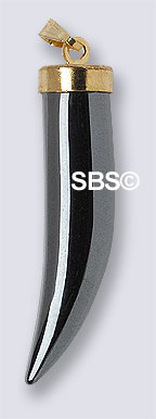 Hematite 7x35mm Tusk (gold plated cap)