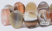 Botswana Agate AA 12x15 2-Hole Gemstone Beads (16" strand)