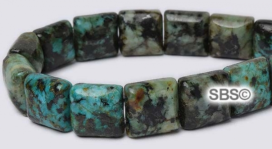 African Turquoise Gemstone 10x10mm 2 Hole Double Drilled Beads