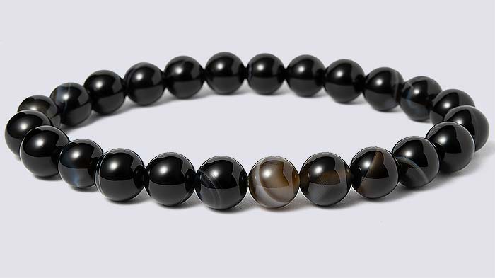 Black Obsidian Crystal Adjustable Bead Bracelet 10mm,Genuine Bracelet -  Walmart.com