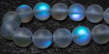 Mermaid Glass Beads - 8mm Round Dark Grey AB Matte