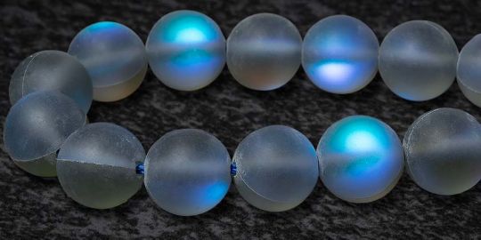 Mermaid Glass Beads - 8mm Round Dark Grey AB Matte
