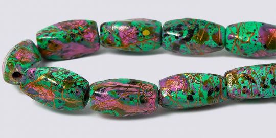 Picasso Magnetic Hematite Beads 5x11 (4-sided) Swirl - Turquoise