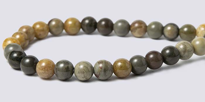 Silver Leaf Jasper Beads 4mm Round (Smooth High Polished for