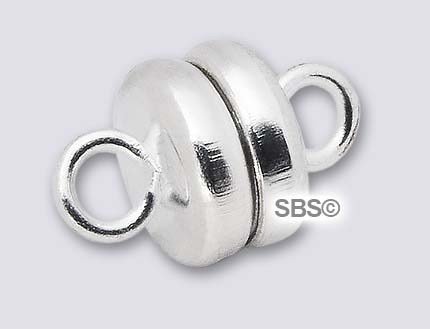 Sterling Silver Barrel Magnetic Clasp with Small Lobster Clasp by Bling