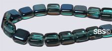 Czech 6mm Flat Square - Teal / Blue Iris