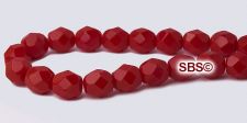 Fire polished 6mm Round Beads - Red Opaque