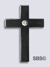 Hematite Cross 23x34 w/Rhinestone (side drilled)