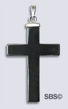 Hematite Cross 23x34 w / silver plated cap