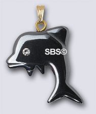 Hematite Dolphin 22x25 (gold plated cap)